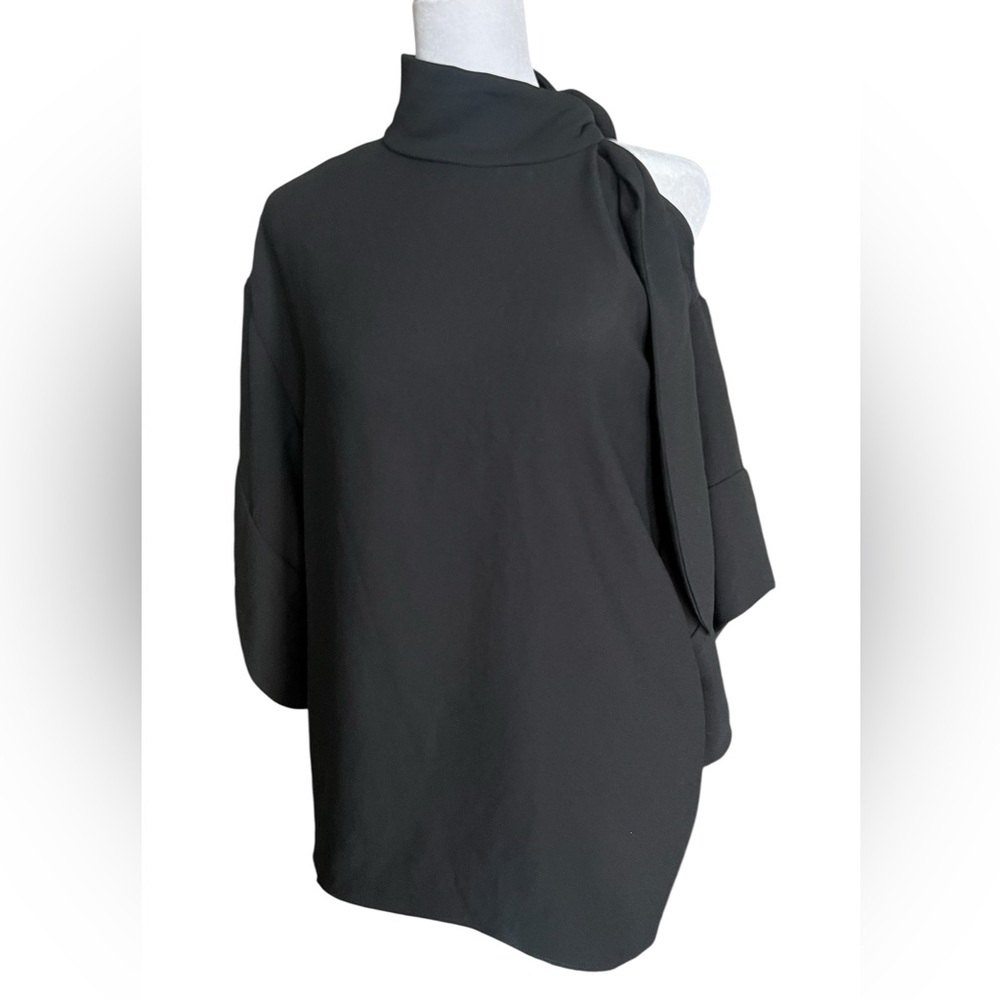 IRO Black neck tie one shoulder exposed top